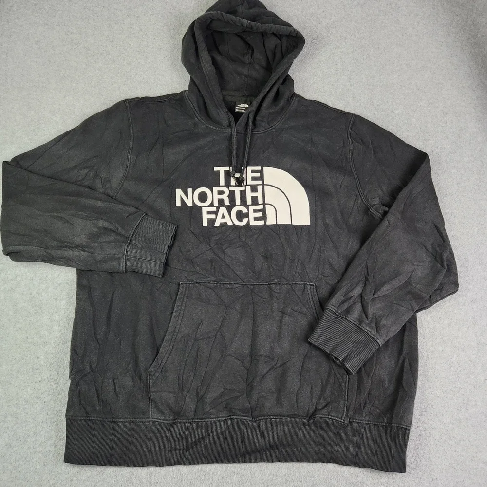 The North Face Hoodie Mens XXL Black Half Dome Logo Pullover Fleece Sweatshirt